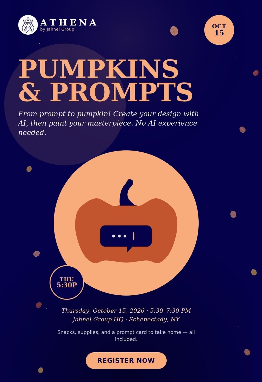 Pumpkins and Prompts event flyer